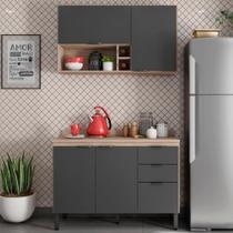 Armario Aereo E Balcao Com Tampo 120Cm Fi0012 Avena Grafito