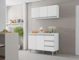 Armário Aéreo e Balcão + Tampo Andréia 120cm Branco - AJL Móveis