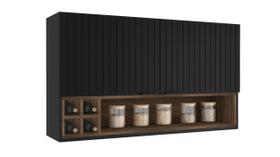 Armário Aéreo em aço Exclusive de Cozinha 2 Portas Ripado Itatiaia com Adega