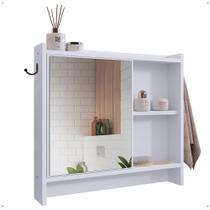 Armário Aéreo Espelheira Armarinho para Banheiro com Espelho Genova - Branco - Lojas RPM