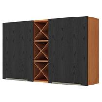 Armário Aéreo Favorita 120cm 2 Portas MDP Porta de Bater Cinamomo Preto Catedral Fosco Zanzini
