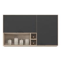 Armário Aéreo Firenze 120cm 2 Portas com Nichos Avena/Grafito - Demóbile Armário Aéreo Firenze 120cm 2 Portas com Nichos Avena/Grafito - Demóbile