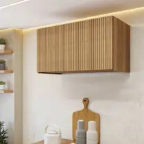 Armário Aéreo Geladeira 1 Porta Basculante 80Cm Ripado 100% Mdf Rainha