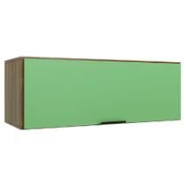 Armário Aéreo Geladeira De Cozinha e Lavanderia 1 Porta 0,80m Módulo Suspenso Nogal/Verde Batrol