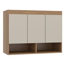 Armário Aéreo Guarda Roupa Modulado Selene 3 Portas 90x68 Cm MDP Carvalho 6002 MENU