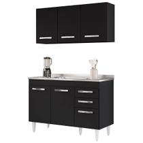 Armário Aéreo Honduras E Balcão Gabinete Com Pia 120cm Suécia Preto - Lumil