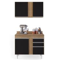 Armário Aéreo Indiana e Balcão Gabinete 100cm Luziania Castanho/Preto - Lumil Armário Aéreo Indiana e Balcão Gabinete 100cm Luziania Castanho/Preto - Lumil