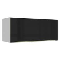 Armário Aéreo Lux 80cm 1 Porta Basculante Branco Preto