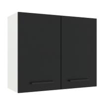 Armário Aéreo Madesa Agata 80cm 2 Portas Branco Preto Armário Aéreo Madesa Agata 80cm 2 Portas Branco Preto