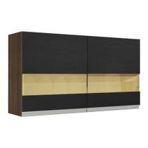 Armário Aéreo Madesa Glamy 2 Portas com Vidro Rustic Preto Armário Aéreo Madesa Glamy 2 Portas com Vidro Rustic Preto
