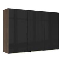 Armário Aéreo Madesa Lux 120 cm 3 Portas - Rustic/Preto
