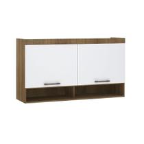 Armário Aéreo Maleiro 145cm 2 Portas Paris Avelã/Branco