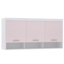 Armário Aéreo Maleiro 165cm 3 Pts Alpes Luciane Móveis Branco Pf/rosa Pf Armário Aéreo Maleiro 165cm 3 Pts Alpes Luciane Móveis Branco Pf/rosa Pf