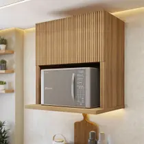 Armário Aéreo Micro 1 Porta Basculante 70Cm Ripado 100% Mdf Rainha