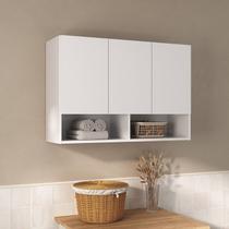 Armário Aéreo Milão Multiuso Cozinha Lavanderia Banheiro 3 Portas e 2 Nichos