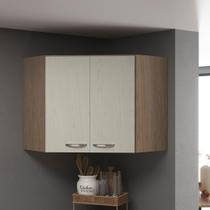 Armário Aéreo Modulado De Canto Fidelitá Paris 75 Cm 2 Portas Nogal/Salinas
