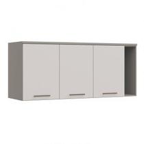 Armário Aéreo Modulado Elegance 3 Portas e 1 Nicho - Cinza/Off White