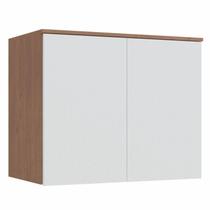 Armário Aéreo Modulado Requinte com 2 Portas - Macadâmia/Branco Line Armário Aéreo Modulado Requinte com 2 Portas - Macadâmia/Branco Line