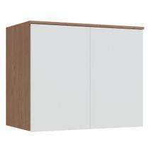 Armário Aéreo Modulado Requinte com 2 Portas - Macadâmia/Branco Line