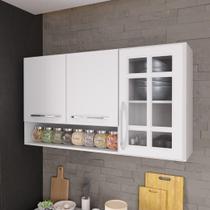 Armário Aéreo Modulado Vazado Com Vidro Fidelitá Viena 120 Cm 3 Portas Branco Armário Aéreo Modulado Vazado Com Vidro Fidelitá Viena 120 Cm 3 Portas Branco