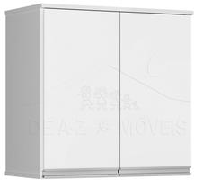Armário Aéreo Módulo 2 Portas VALEN Com Puxadores em Alumínio Cor Branco