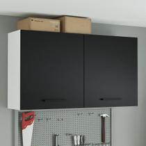 Armário Aéreo Multiuso 120cm 2 Portas Branco/Preto Agata Armário Aéreo Multiuso 120cm 2 Portas Branco/Preto Agata