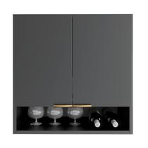 Armário Aéreo Multiuso 2 Portas Organizador para Cozinha, Lavanderia e Escritório Preto Armário Aéreo Multiuso 2 Portas Organizador para Cozinha, Lavanderia e Escritório Preto