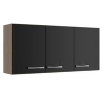 Armário Aéreo Multiuso 3 Portas Essencial Preto/Castanho Armário Aéreo Multiuso 3 Portas Essencial Preto/Castanho