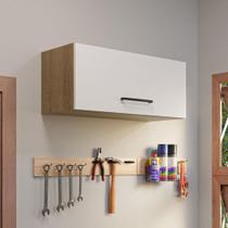 Armário Aéreo Multiuso 80cm 1 Porta Basculante Rustic/Branco Agata Madesa