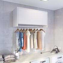 Armário Aéreo Multiuso Delta Parede Suspenso Cabideiro Lavanderia Closet Quarto -Branco