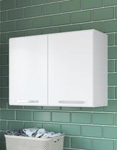 Armário Aéreo Multiuso Suspenso Lavanderia Prateleira 80cm Módulo Prateleira Gabinete Nicho Parede 2 Portas Cozinha Banheiro Compacto Móveis Paraná