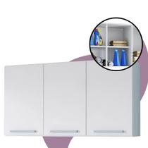 Armário Aéreo Multiuso Suspenso Lavanderia Prateleira 90cm Módulo Prateleira Gabinete Nicho Parede 3 Portas Cozinha Banheiro Compacto Móveis Paraná