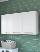 Armário Aéreo Multiuso Suspenso Lavanderia Prateleira 90cm Módulo Prateleira Gabinete Nicho Parede 3 Portas Cozinha Banheiro Compacto Móveis Paraná