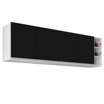 Armário Aéreo Nevada com Nicho 180cm 4 Portas Branco/Preto - Lumil Armário Aéreo Nevada com Nicho 180cm 4 Portas Branco/Preto - Lumil