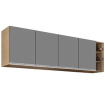 Armário Aéreo Nevada com Nicho 180cm 4 Portas Castanho/Cinza - Lumil Armário Aéreo Nevada com Nicho 180cm 4 Portas Castanho/Cinza - Lumil