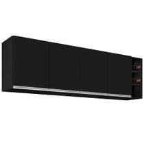 Armário Aéreo Nevada com Nicho 180cm 4 Portas Preto - Lumil Armário Aéreo Nevada com Nicho 180cm 4 Portas Preto - Lumil