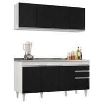 Armário Aéreo Nevada E Balcão Gabinete Com Pia 160cm Arkansas Branco/preto - Lumil