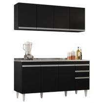 Armário Aéreo Nevada e Balcão Gabinete com Pia 160cm Arkansas Preto - Lumil Armário Aéreo Nevada e Balcão Gabinete com Pia 160cm Arkansas Preto - Lumil