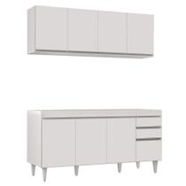 Armário Aéreo Nevada e Balcão Para Pia 160cm Arkansas Branco - Lumil Armário Aéreo Nevada e Balcão Para Pia 160cm Arkansas Branco - Lumil