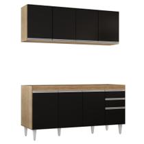 Armário Aéreo Nevada e Balcão Para Pia 160cm Arkansas Castanho/Preto - Lumil Armário Aéreo Nevada e Balcão Para Pia 160cm Arkansas Castanho/Preto - Lumil