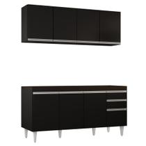 Armário Aéreo Nevada e Balcão Para Pia 160cm Arkansas Preto - Lumil Armário Aéreo Nevada e Balcão Para Pia 160cm Arkansas Preto - Lumil