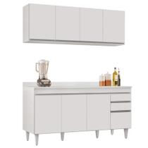 Armário Aéreo Nevada e Balcão para Pia com Tampo 160cm Arkansas Branco - Lumil Armário Aéreo Nevada e Balcão para Pia com Tampo 160cm Arkansas Branco - Lumil