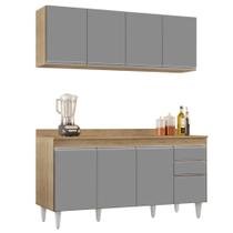 Armário Aéreo Nevada e Balcão para Pia com Tampo 160cm Arkansas Castanho/Cinza - Lumil Armário Aéreo Nevada e Balcão para Pia com Tampo 160cm Arkansas Castanho/Cinza - Lumil