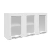 Armário Aéreo Organizador em Aço Para Cozinha Com Vidro 3 Portas 1 Prateleira Múltipla Branco Armário Aéreo Organizador em Aço Para Cozinha Com Vidro 3 Portas 1 Prateleira Múltipla Branco