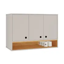 Armário Aéreo Organizador Suspenso Parede Multiuso 3 Portas Cozinha Jessica - Off White Cinamomo