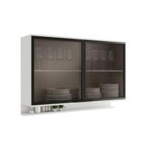 Armário Aéreo p/ Cozinha Alpha 2500 c/ 2 Portas c/ Vidro 120cm Branco - Carraro