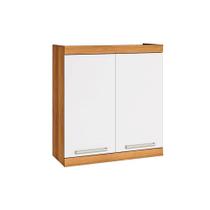 Armário Aéreo p/ Cozinha Burguesa Premium c/ 2 Portas 80cm Freijó/Branco - Nesher