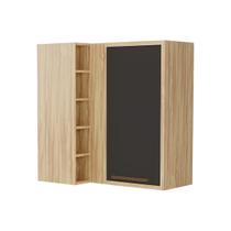 Armário Aéreo p/ Cozinha Canto Syrah c/ 1 Porta e 5 Nichos 88cm Amendoa/Grafite - Ronipa