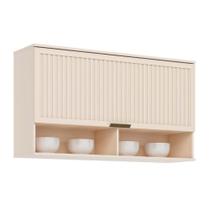 Armário Aéreo p/ Cozinha Connect c/1 Porta Basculante Ripada 120cm Off White - Henn