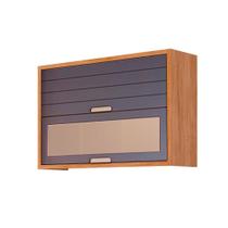 Armário Aéreo p/ Cozinha Eloise c/ 2 Portas Basculante c/ Vidro Reflecta 120cm Cinamomo/Titanium - MGM Armário Aéreo p/ Cozinha Eloise c/ 2 Portas Basculante c/ Vidro Reflecta 120cm Cinamomo/Titanium - MGM